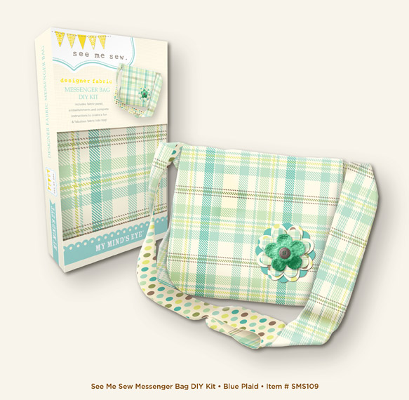 My Mind's Eye See Me Sew DIY Kit - Messenger Bag Blue Plaid