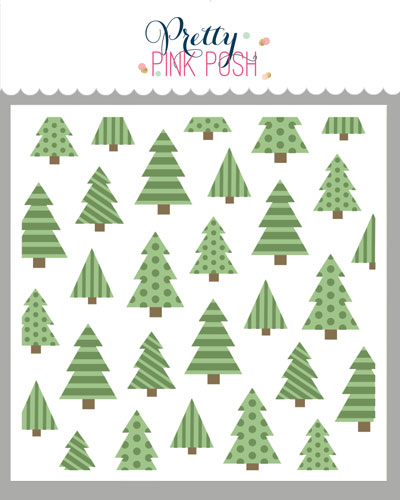 Pretty Pink Posh - Layered Christmas Trees Stencil (3Lyr)