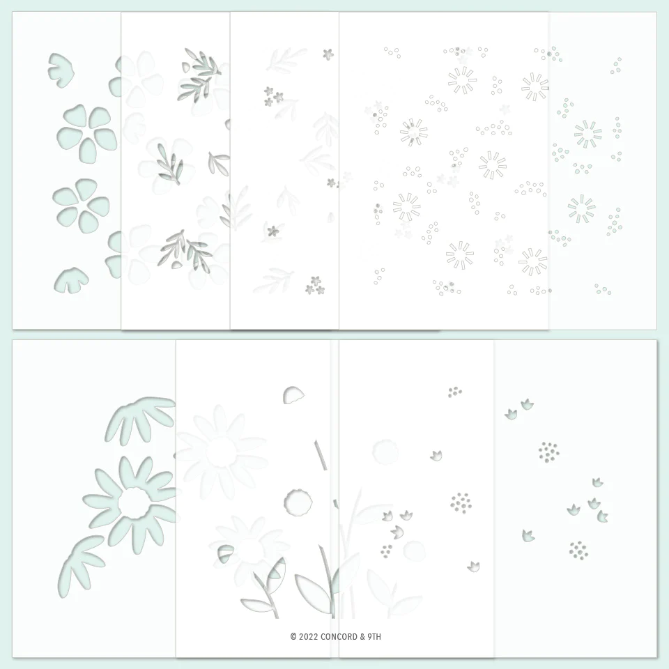 Concord & 9th - Petal Pushers Stencil Pack (7) 4.75 x 4.75