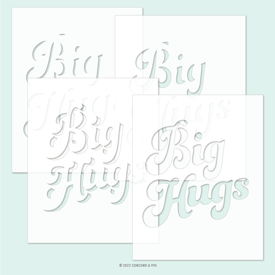 Concord & 9th - Sending Hugs Stencils 4.75 x 6 (4/pk)