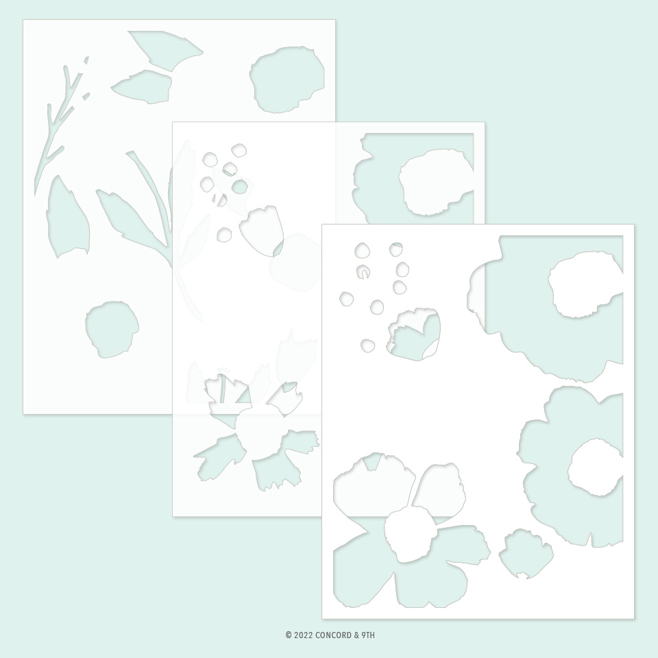 Concord & 9th - Cottage Garden Stencil Pack (3pc, 4.75 x 6.0)