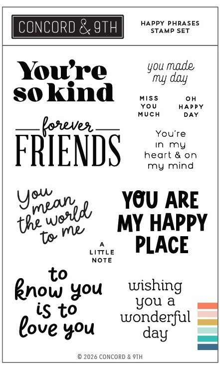 **NEW* - Concord & 9th - Happy Phrases Stamp Set (4 x 6)