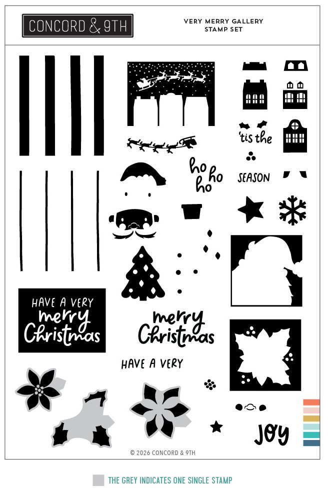 **NEW* - Concord & 9th - Very Merry Gallery Stamp Set (6 x 8)
