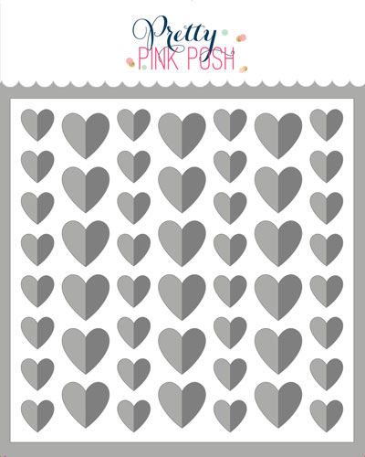 Pretty Pink Posh - Half Hearts Stencil (2Lyr)