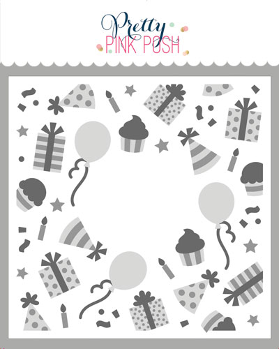 Pretty Pink Posh - Layered Birthday Wreath Stencil (3 Lyr)