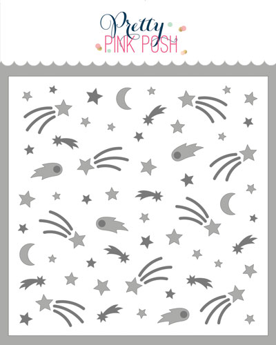 Pretty Pink Posh - Layered Shooting Stars Stencil (2 Lyr)