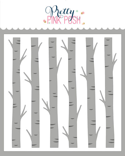 Pretty Pink Posh - Layered Birch Trees Stencil (2 Lyr)