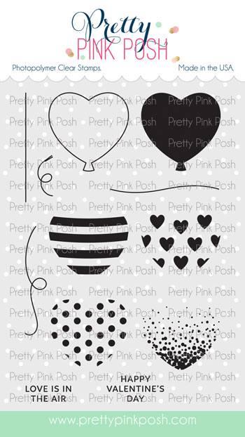 Pretty Pink Posh - Heart Balloons Stamp Set