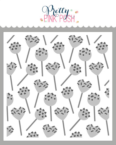 Pretty Pink Posh - Layered (3) Valentine Cake Pops  Stencil