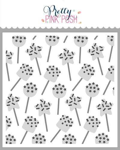 Pretty Pink Posh - Layered Birthday Cake Pops Stencil (3Lyr)