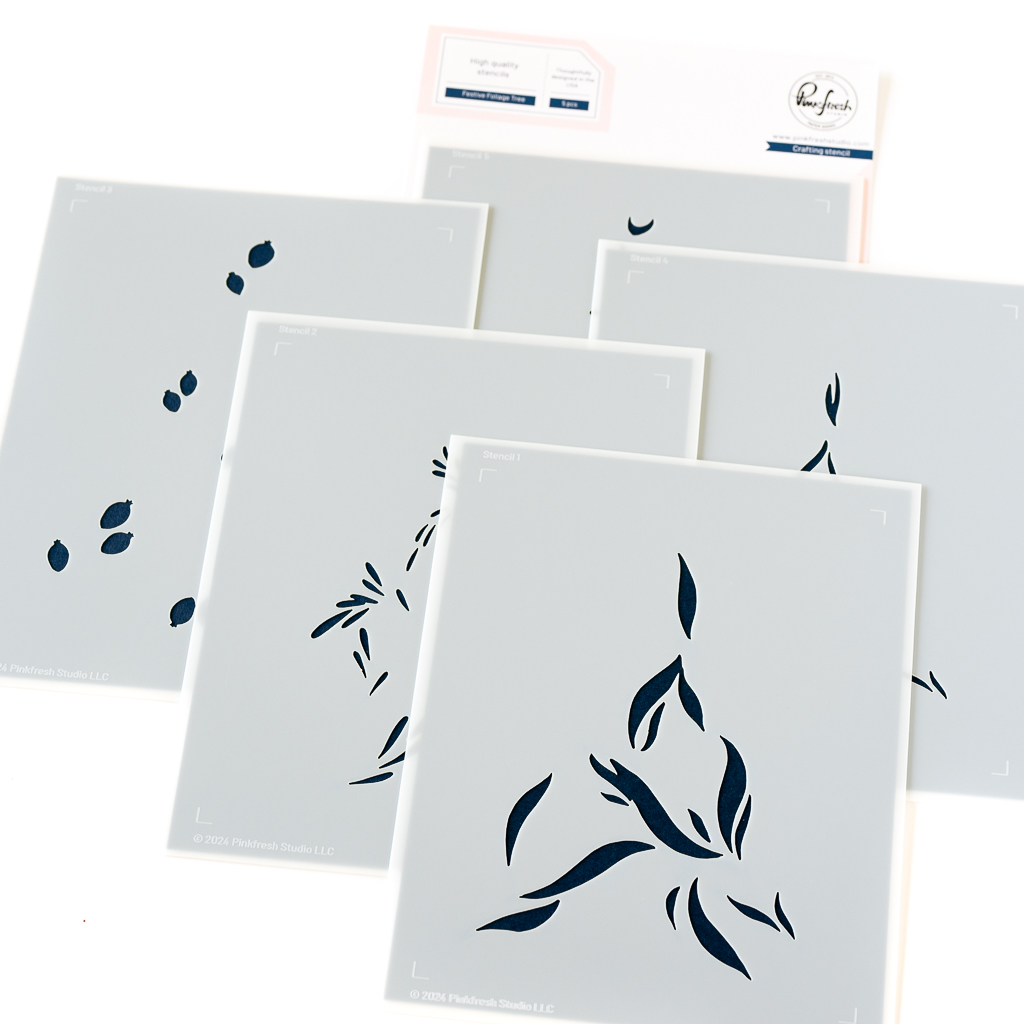 Pinkfresh Studio - Festive Foliage Tree stencil