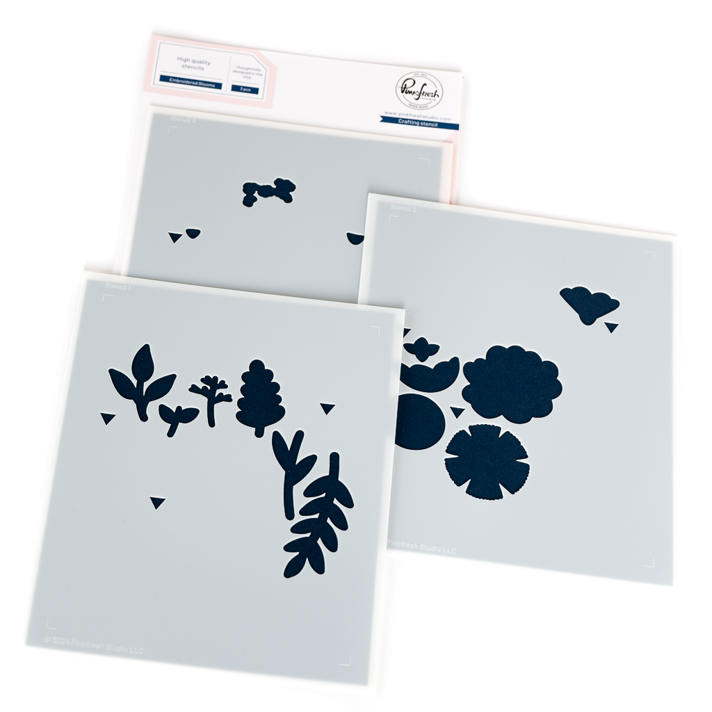 Pinkfresh Studio - Embroidered Blooms stencil