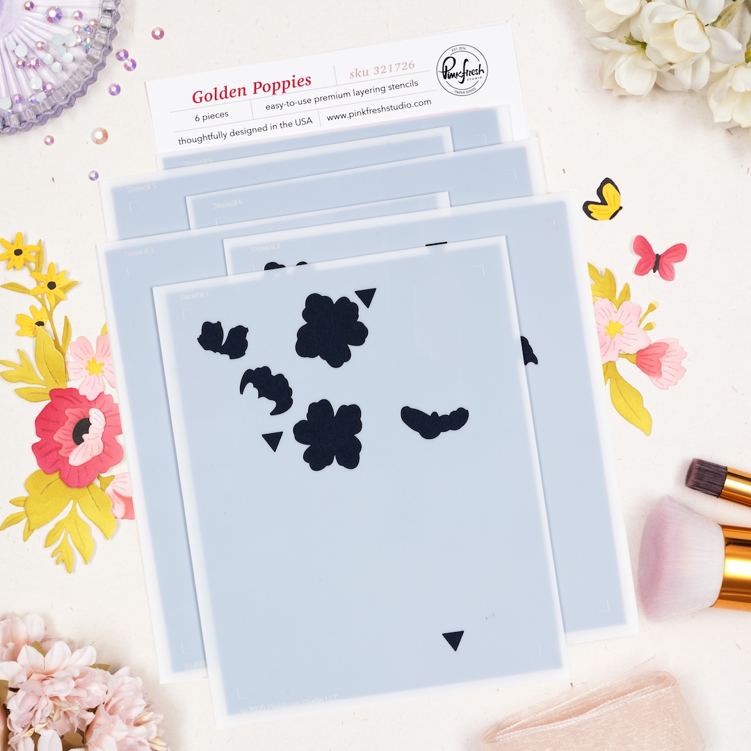 *NEW* - Pinkfresh Studio - Golden Poppies stencil