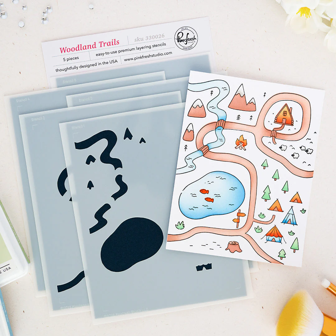 **NEW* - Pinkfresh Studio - Woodland Trails stencil