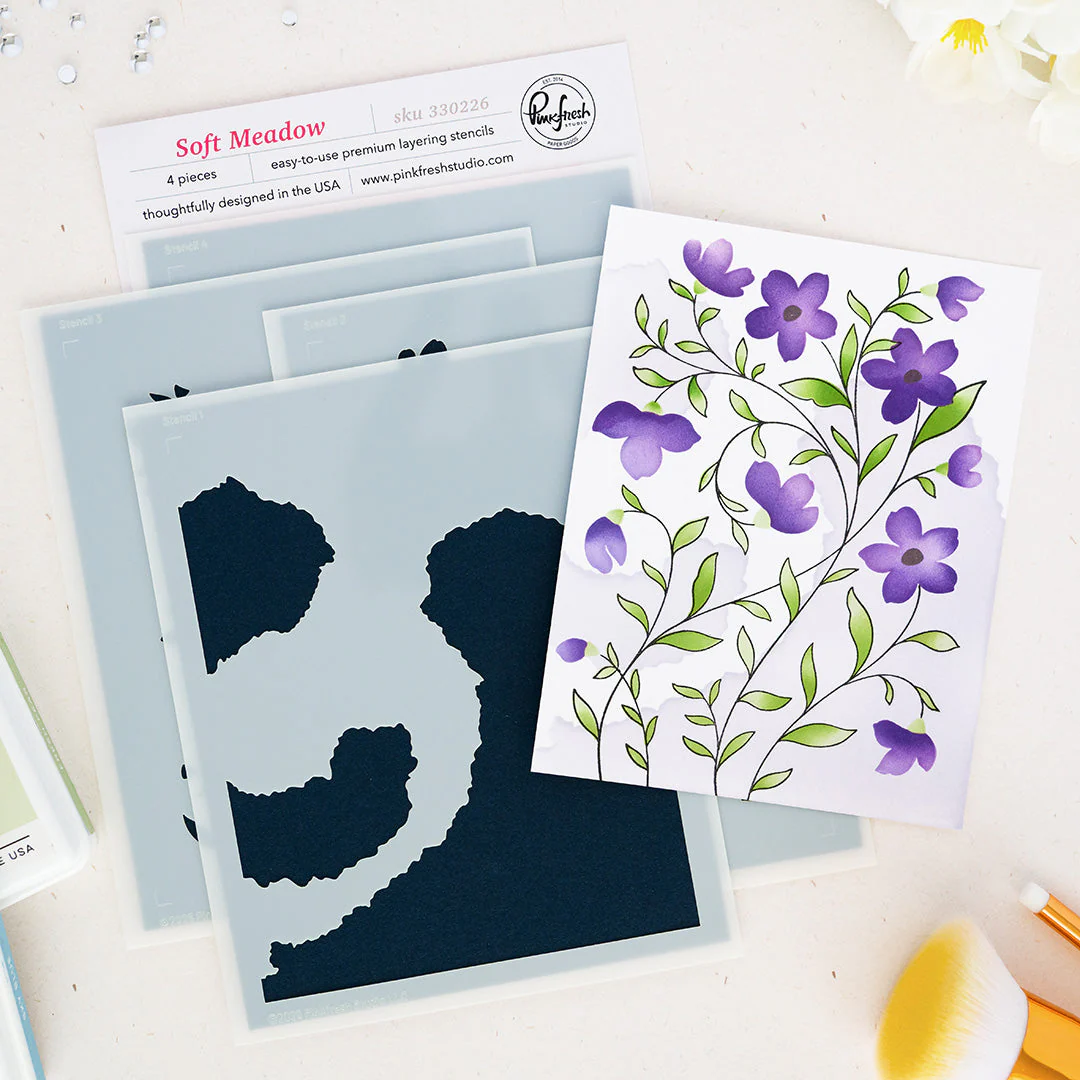 **NEW* - Pinkfresh Studio - Soft Meadow stencil