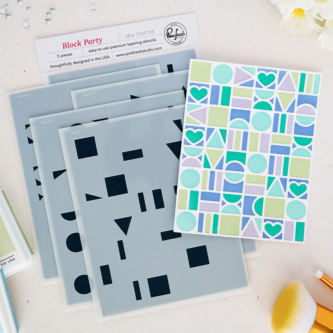 **NEW* - Pinkfresh Studio - Block Party stencil