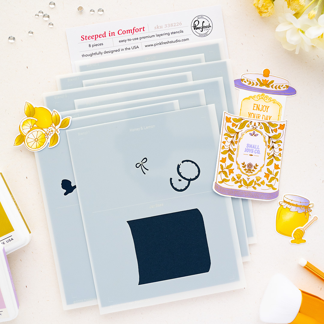 **NEW* - Pinkfresh Studio - Steeped in Comfort stencil