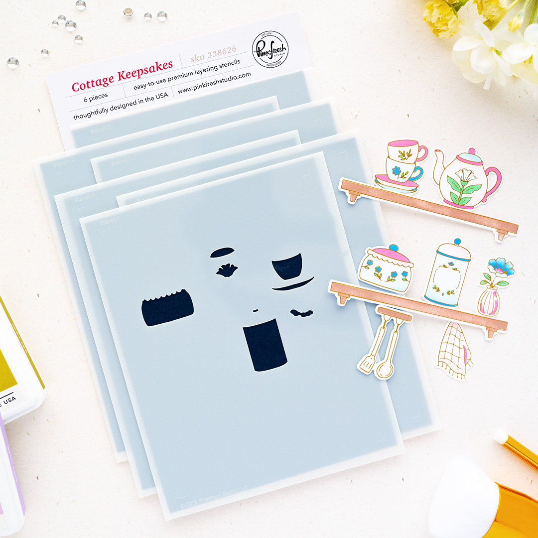 **NEW* - Pinkfresh Studio - Cottage Keepsakes stencil