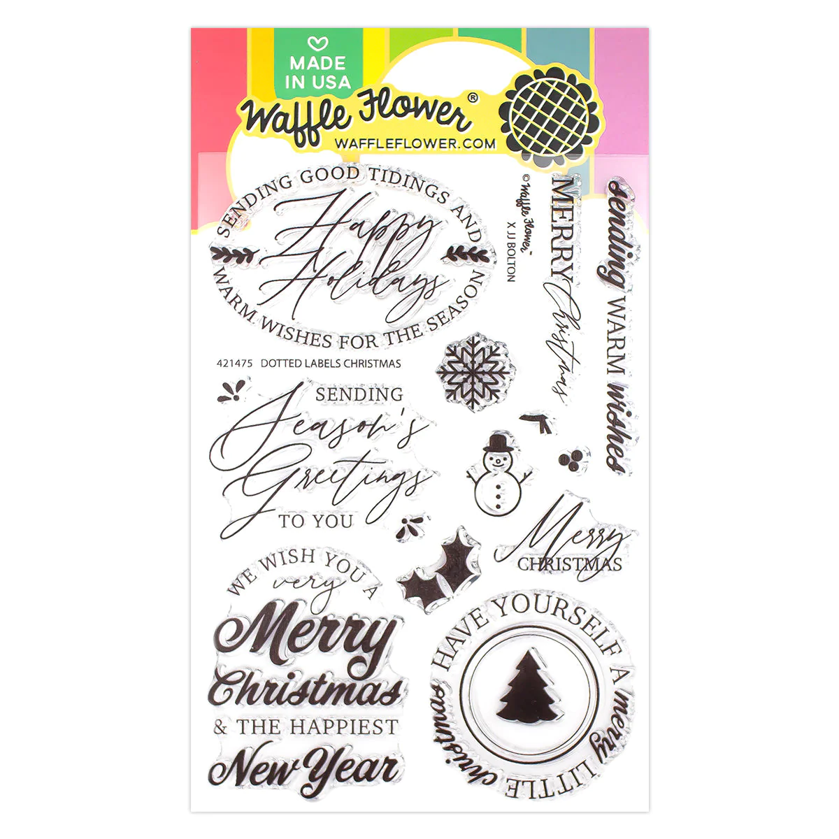 Waffle Flower - Dotted Labels Christmas Stamp Set