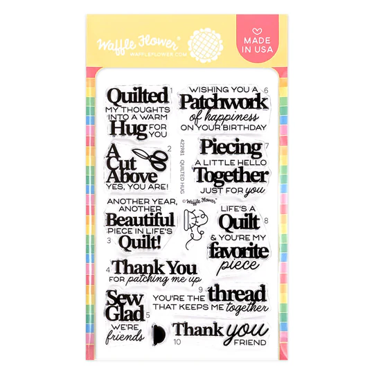 Waffle Flower - Quilted Hug Sentiments Stamp Set