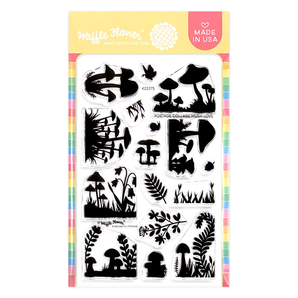 Waffle Flower - Postage Collage Mush Love Stamp Set