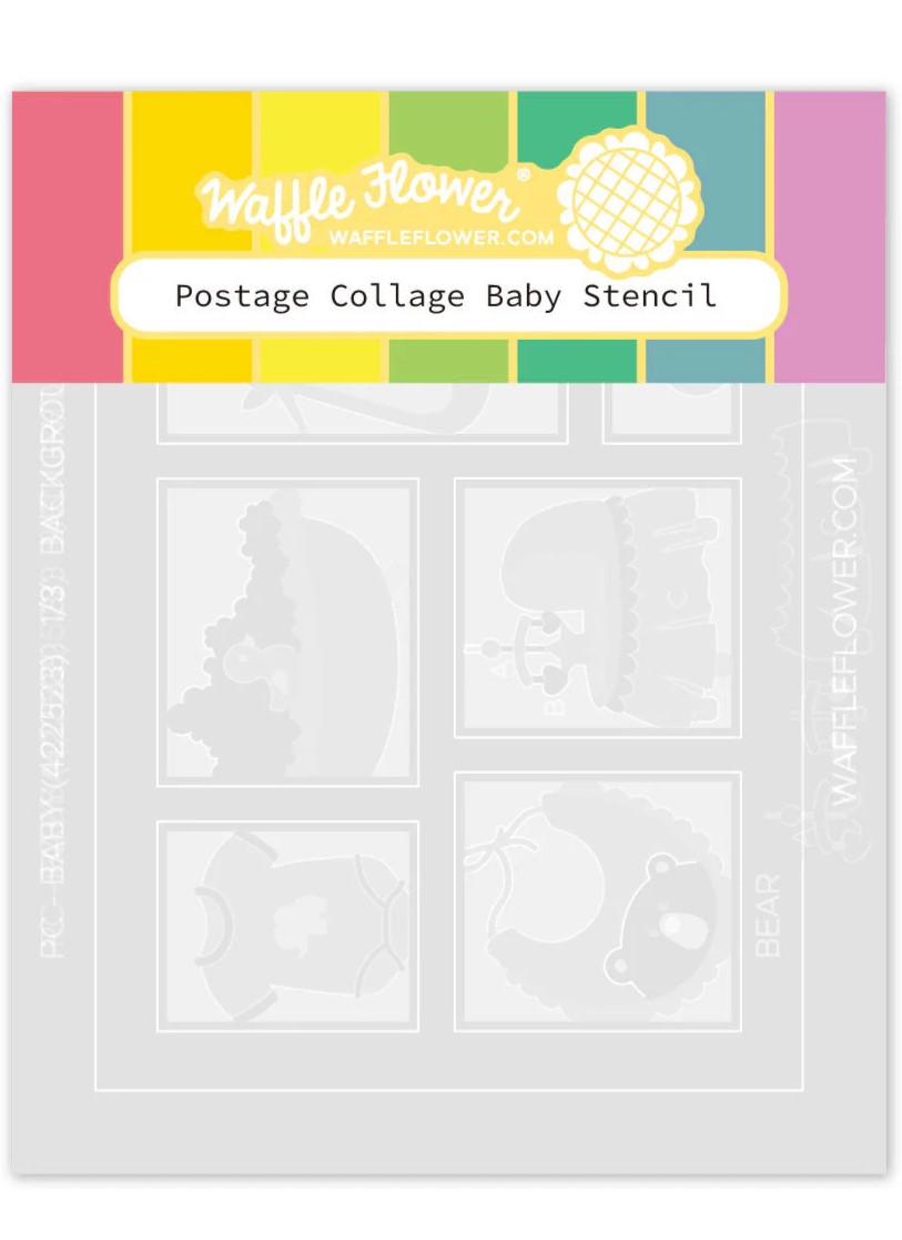 **NEW* - Waffle Flower - Postage Collage Baby Stencil