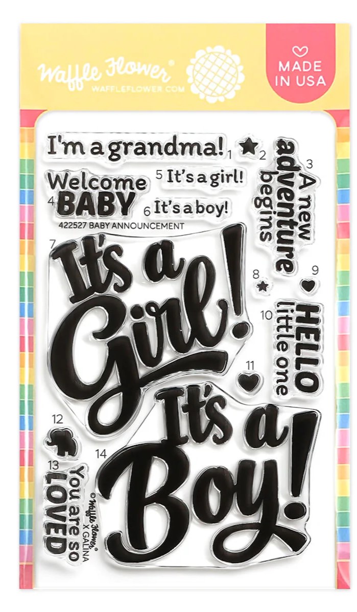 **NEW* - Waffle Flower - Baby Announcement Sentiments Stamp Set