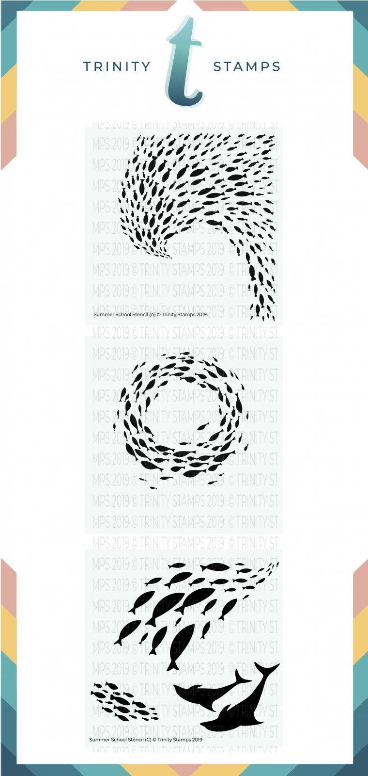 Trinity Stamps - Summer School 6x6 Laser Cut Stencil Set of 3