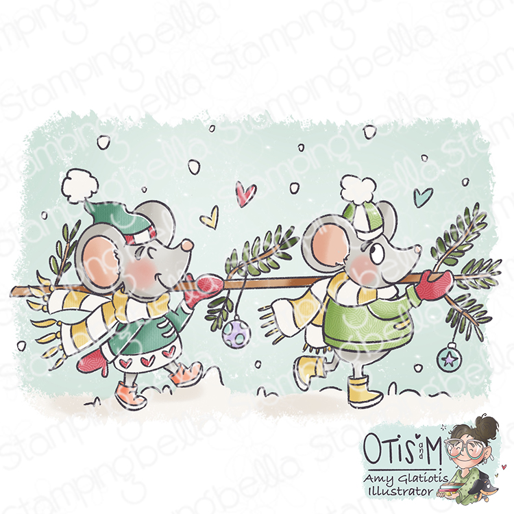 Stamping Bella - Christmas Mice Carrying the Tree