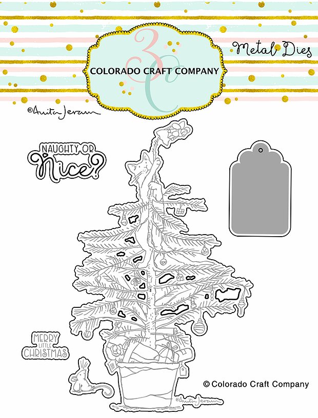 Colorado Craft Company - Anita Jeram~Christmas Tree Cat Dies