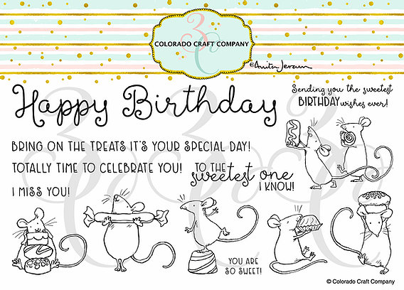 Colorado Craft Company - Anita Jeram~So Sweet Slimline Stamp WITH MATCHING DIE