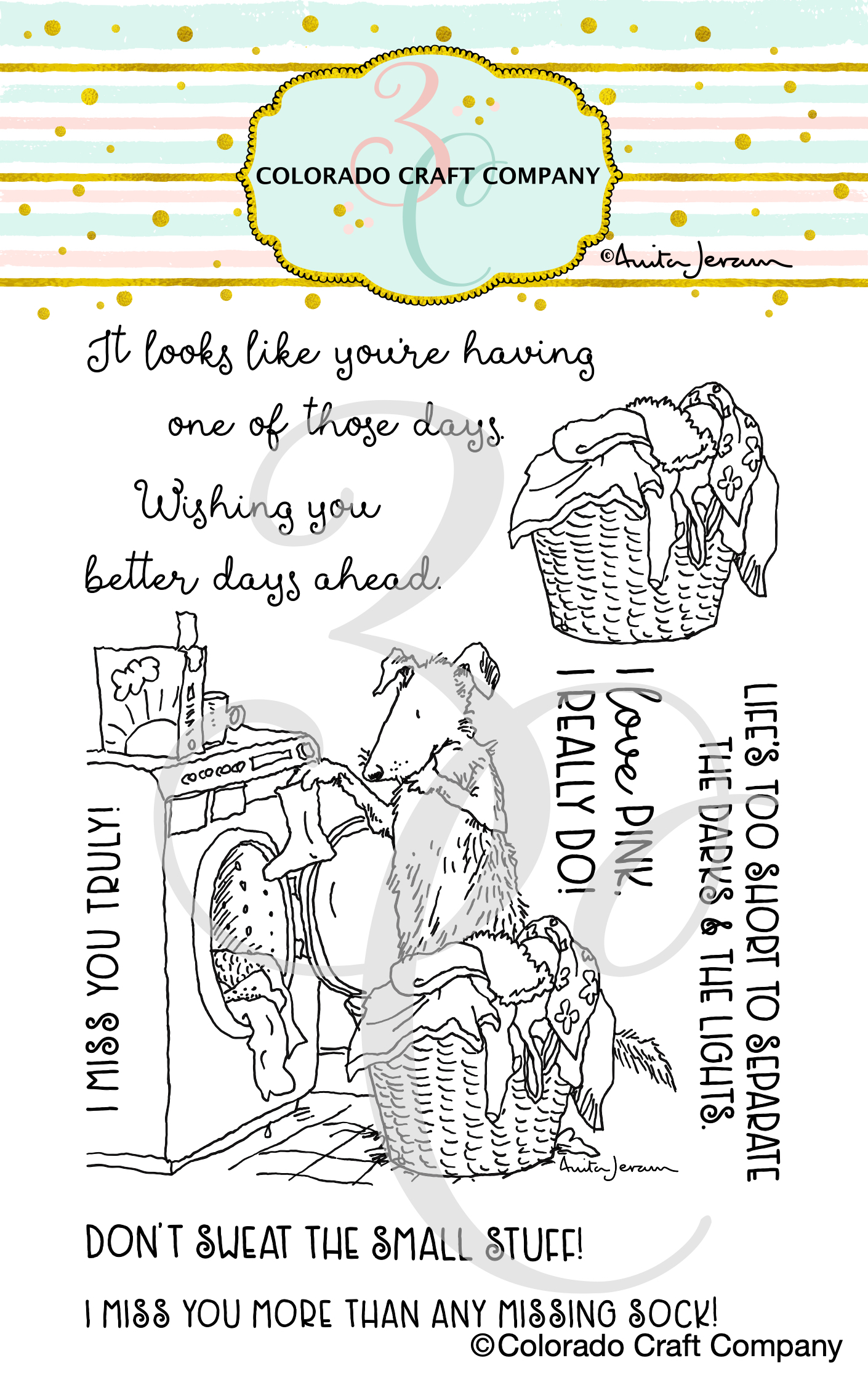 Colorado Craft Company - Anita Jeram~Laundry Day 4 x 6 Clear Stamps