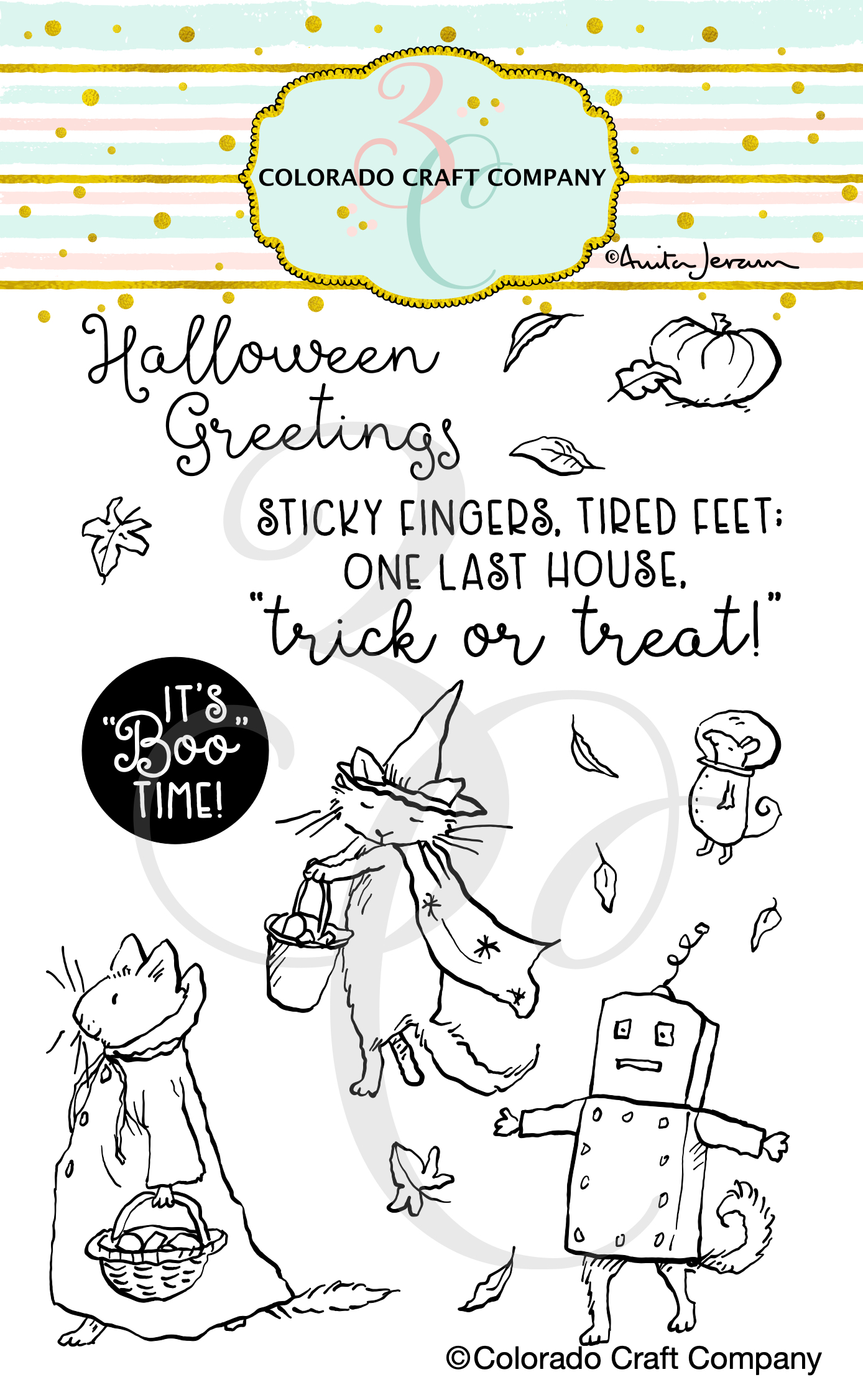 Colorado Craft Company - Anita Jeram~Boo! Time 4 x 6 Clear Stamps