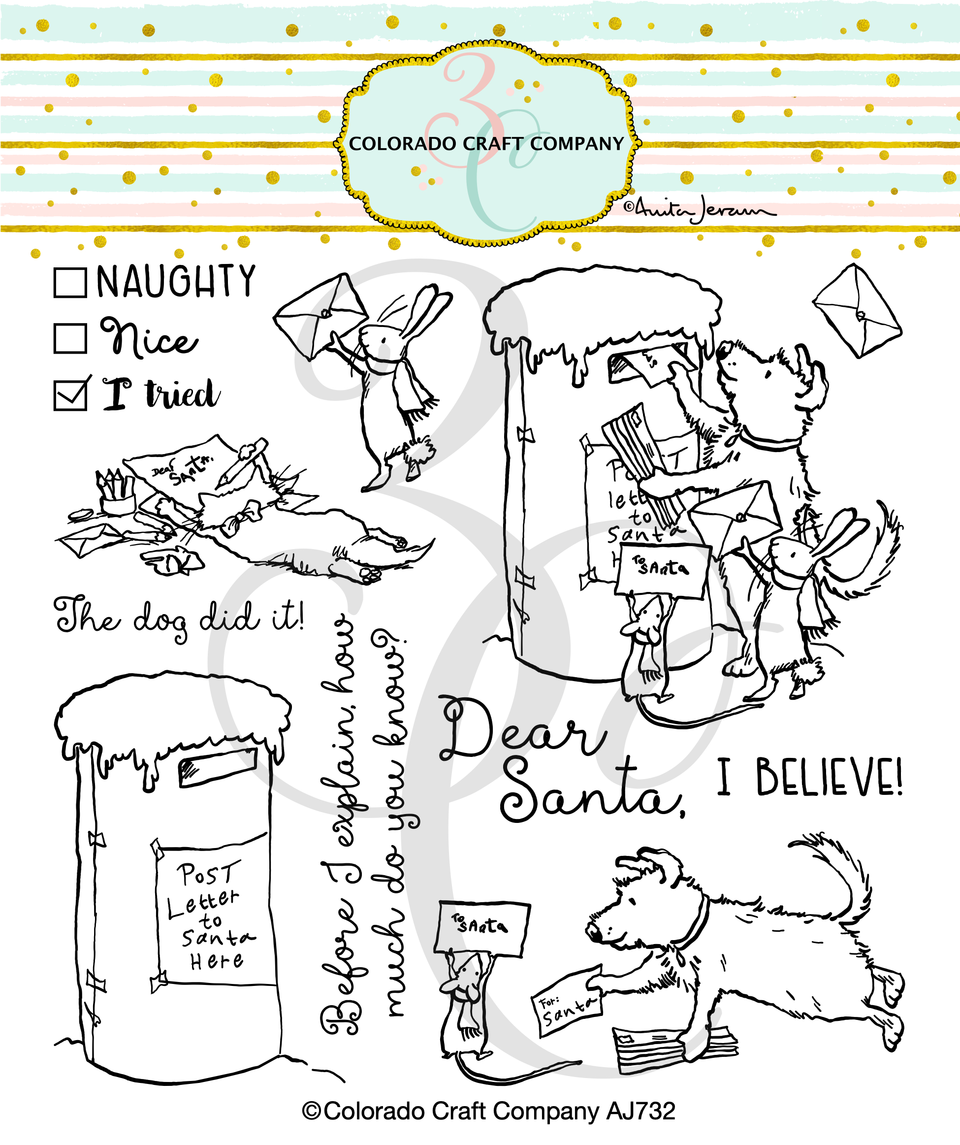 Colorado Craft Company - Anita Jeram~Dear Santa 6 x 6 Clear Stamps