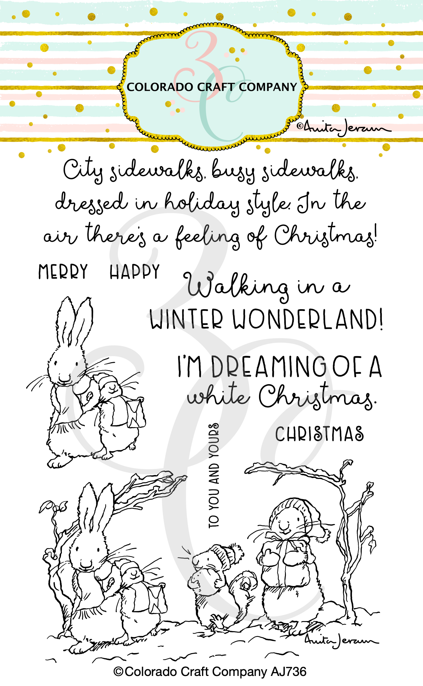 Colorado Craft Company - Anita Jeram~White Christmas 4 x 6 Clear Stamps