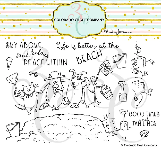 Colorado Craft Company - Anita Jeram~Beach Life 4 x 6 Clear Stamps