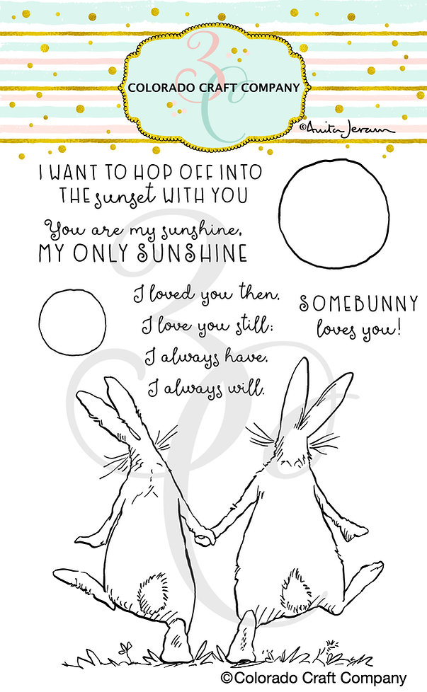 Colorado Craft Company -  Anita Jeram~Sunset Rabbits 4 x 6 Clear Stamps