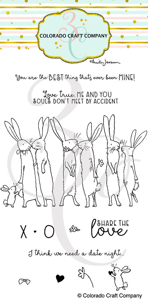 Colorado Craft Company -  Anita Jeram~Share the Love Rabbits 4 x 8 Clear Stamps