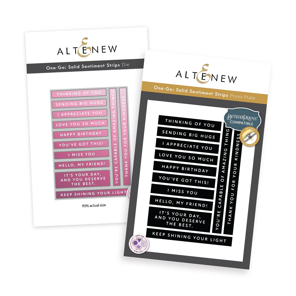 Altenew - One-Go: Solid Sentiment Strips - Complete Bundle