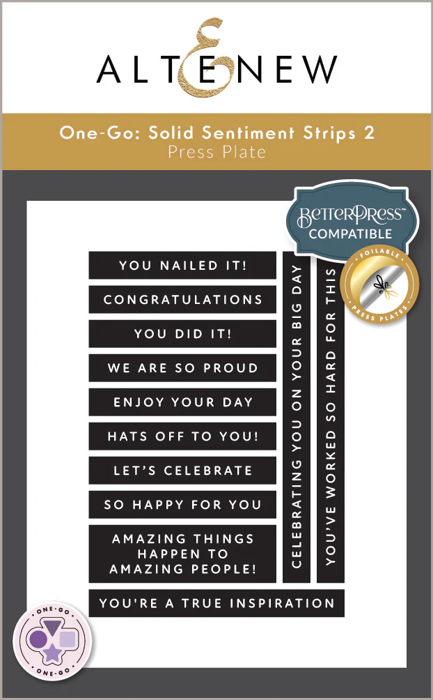 Altenew - One-Go: Solid Sentiment Strips 2 Press Plate (Celebration Edition)