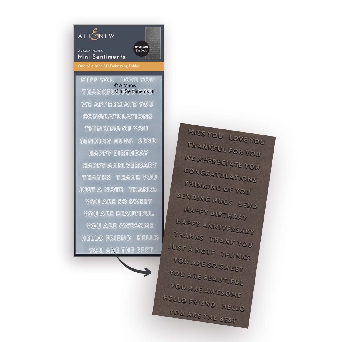 Altenew - Mini Sentiments 3D Embossing folder