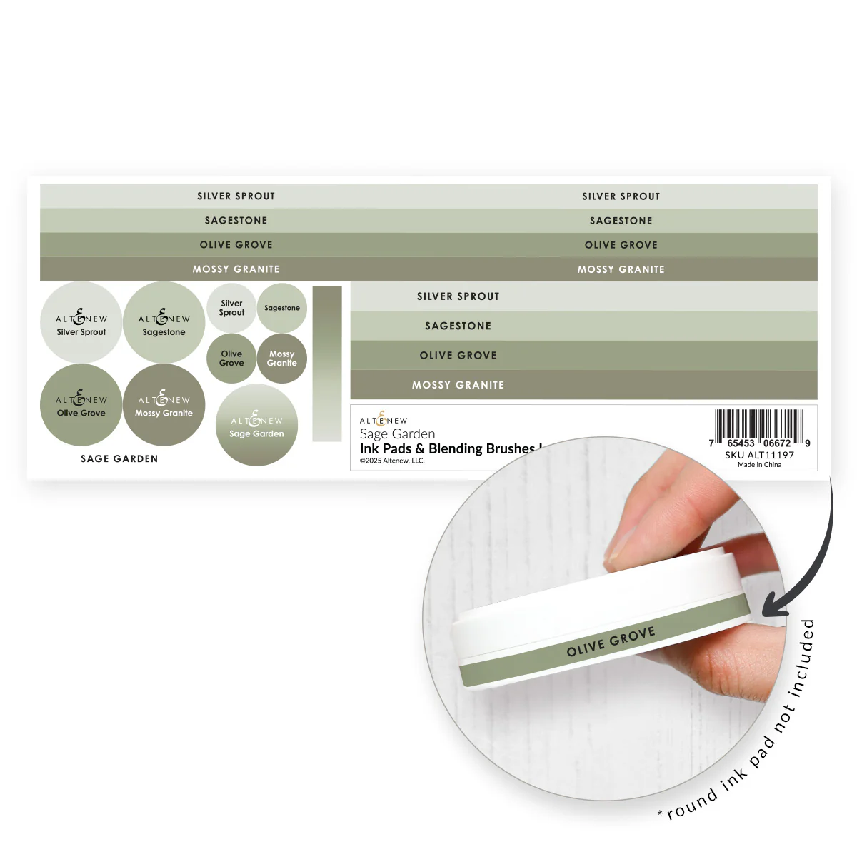 *NEW* - Altenew - Ink Pads & Blending Brushes Label Set - Sage Garden