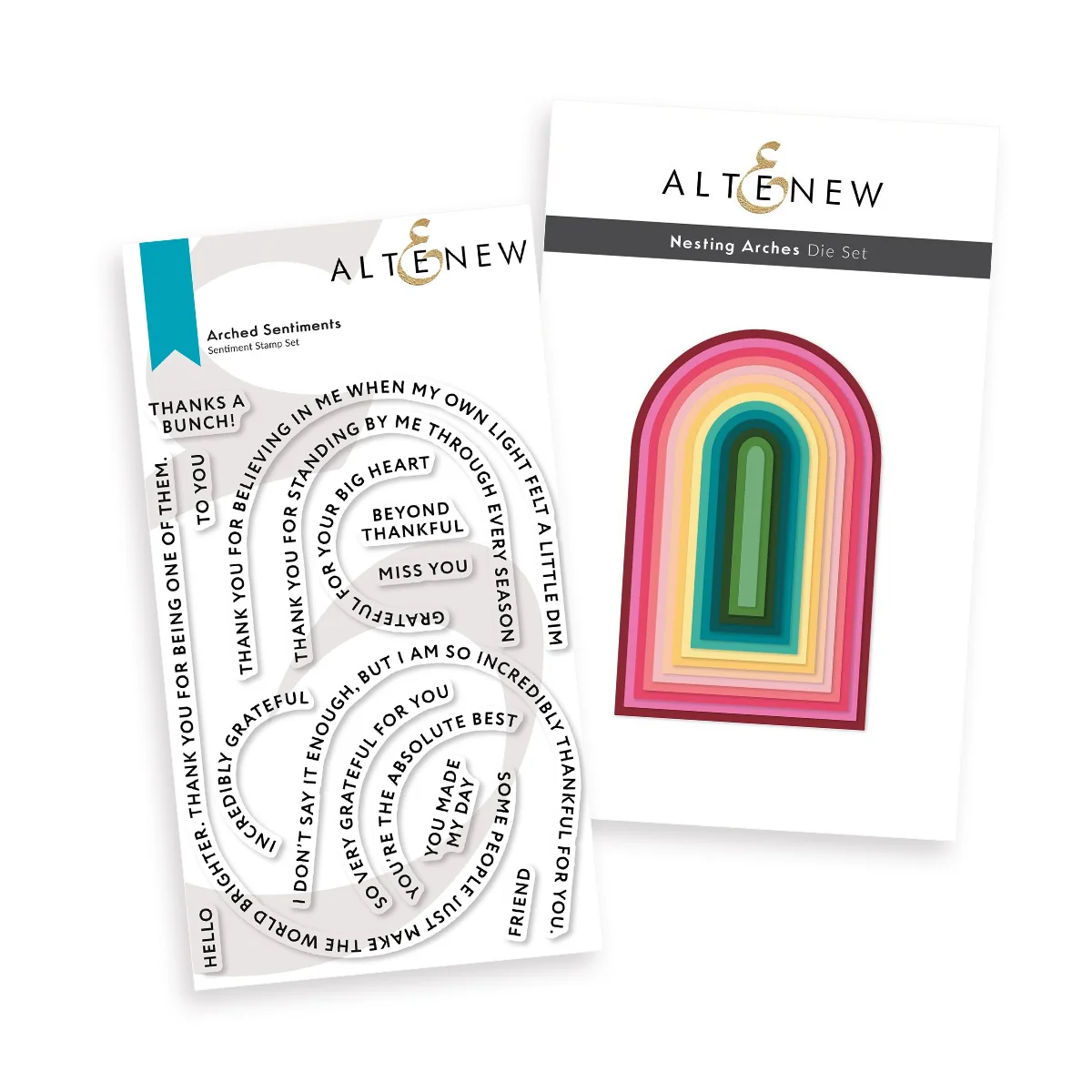 **NEW* - Altenew - Arched Sentiments Stamp & Die Bundle (2 items)