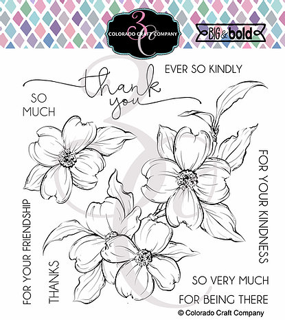 Colorado Craft Company - Big & Bold~Thank You Dogwood STAMP AND MATCHING DIE (SB1)