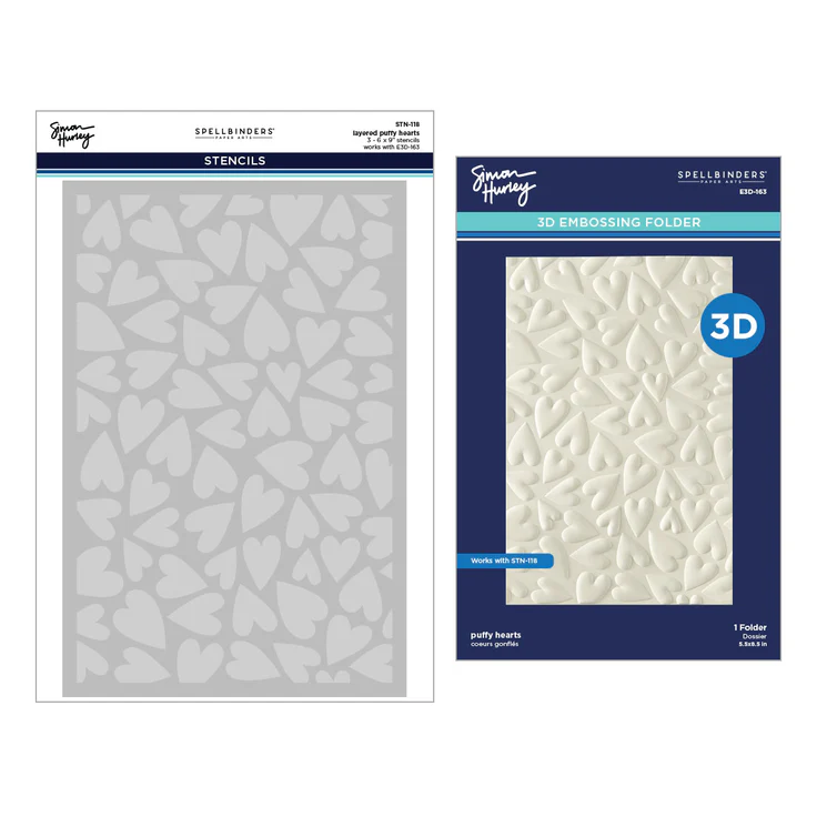 *NEW* - Spellbinders - Puffy Hearts 3D Folder and Stencil Bundle by Simon Hurley