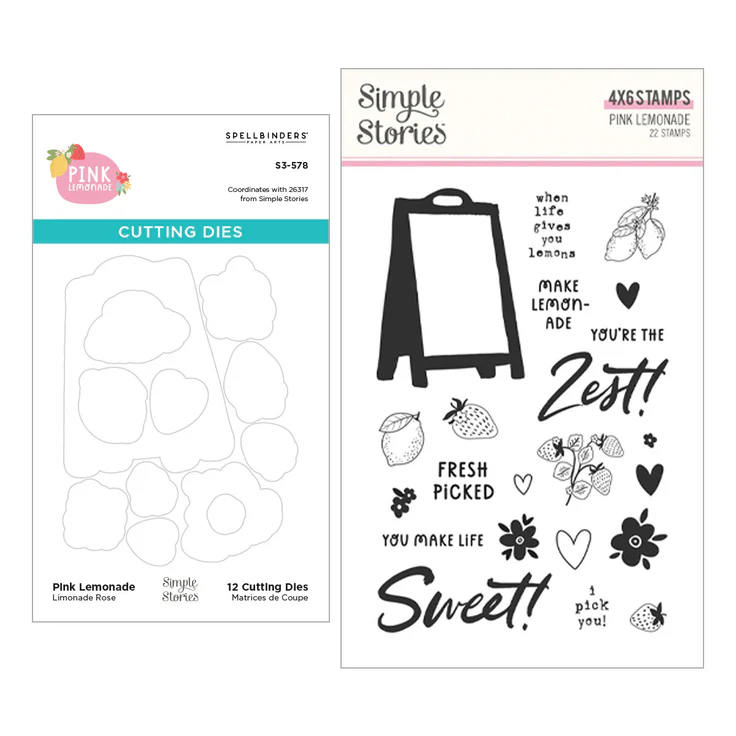 *NEW* - Spellbinders - Pink Lemonade Stamp & Die Bundle with Simple Stories
