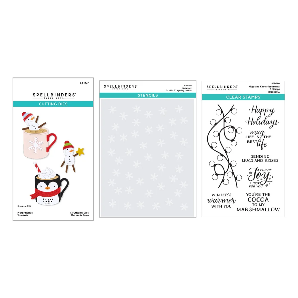 **NEW* - Spellbinders - Merry Mugs and Kisses Die, Stamp & Stencil Bundle