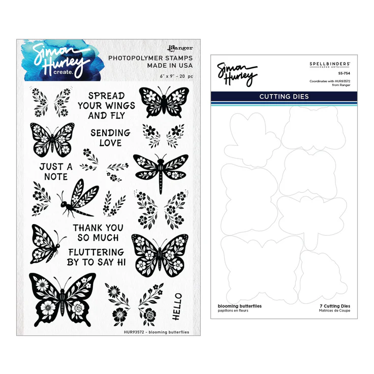 Spellbinders - Blooming Butterflies Stamp and Die Bundle by Simon Hurley