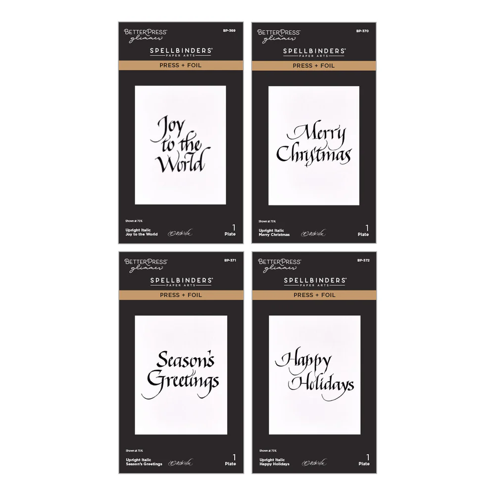 **NEW* - Spellbinders - Upright Italic Holiday Sentiments Press + Foil Bundle by Paul Antonio