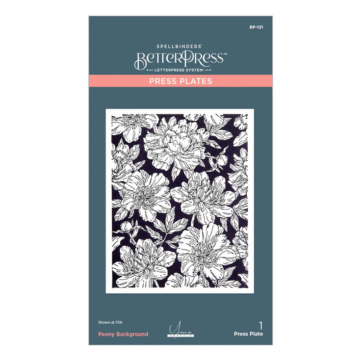 Spellbinders - Peony Background Press Plate from the Let's Celebrate Collection by Yana Smakula